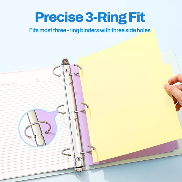 Alt view image 3 of 7 - 8 Tab Binder Dividers,Plastic Dividers for 3 Ring Binder,3 Ring Binder Dividers with Tabs for School Office Home Supplies,Soft Color, 6 Set