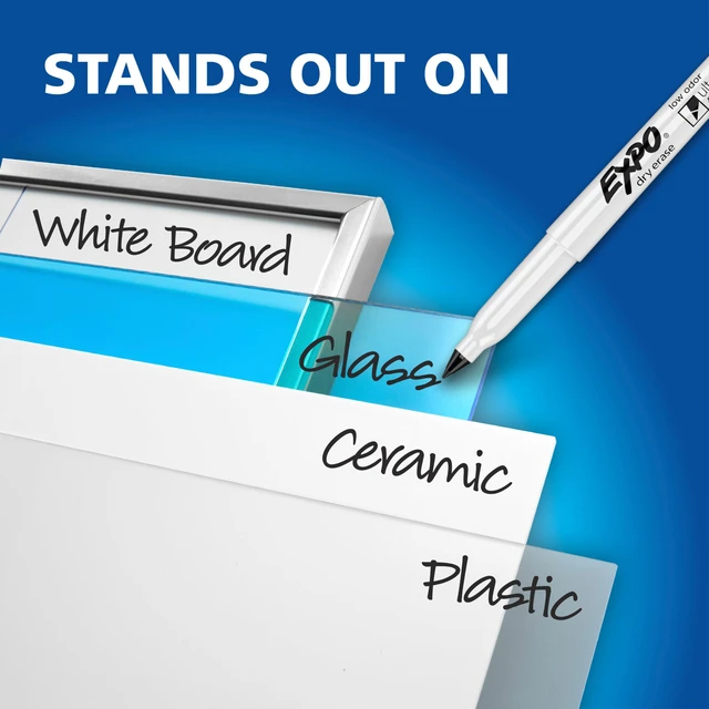 Alt view image 5 of 7 - Dry Erase Markers, Low Odor Ink, Black, Ultra Fine Tip, 36 Count