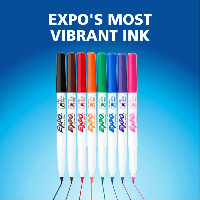 Alt view image 6 of 7 - Dry Erase Markers, Low Odor Ink, Black, Ultra Fine Tip, 36 Count