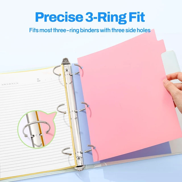 Alt view image 3 of 7 - 8 Tab Binder Dividers,Plastic Dividers for 3 Ring Binder,3 Ring Binder Dividers with Tabs for School Office Home Supplies,Pastel Color, 6 Set