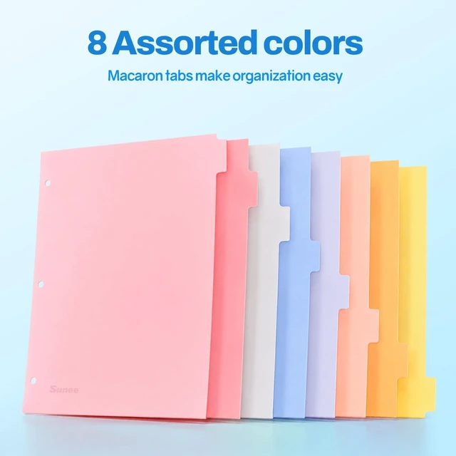 Alt view image 6 of 7 - 8 Tab Binder Dividers,Plastic Dividers for 3 Ring Binder,3 Ring Binder Dividers with Tabs for School Office Home Supplies,Pastel Color, 6 Set