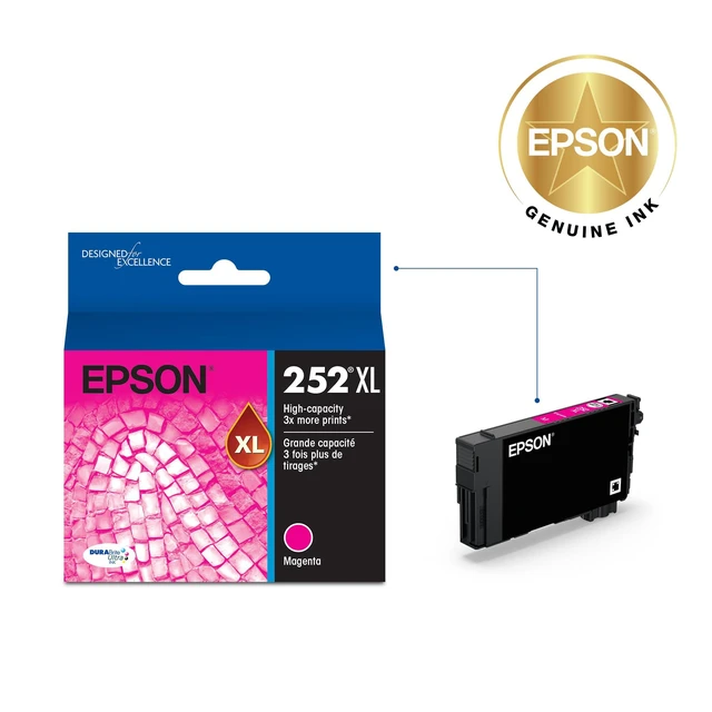 Alt view image 2 of 6 - 252XL Genuine High Capacity Magenta Ink Cartridge T252XL320 Works With WorkForce WF-3620 WF-3640 WF-7110 WF-7210 WF-7610 WF-7620 WF-7710 WF-7720 Printers