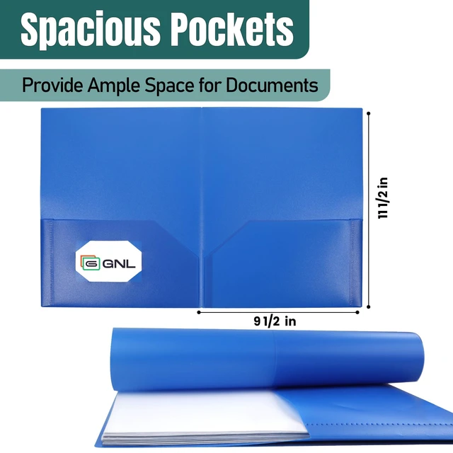 Alt view image 3 of 7 - Plastic Folders with Pockets, Pack of 10, Colored Heavy Duty 2 Pocket File Folders Letter Size, Pocket Folders for School, Home, and Office