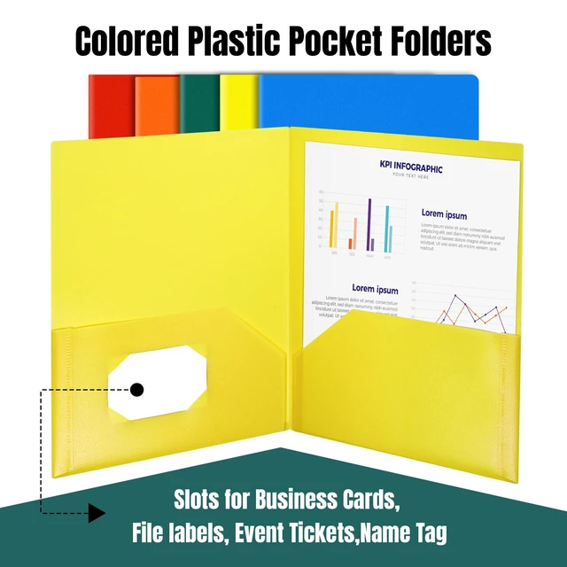 Alt view image 5 of 7 - Plastic Folders with Pockets, Pack of 10, Colored Heavy Duty 2 Pocket File Folders Letter Size, Pocket Folders for School, Home, and Office