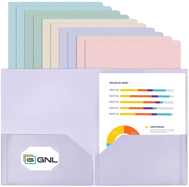 Main image of Plastic Folders with Pockets, Pack of 10, Muted Pastel Colors, Heavy Duty 2 Pocket File Folders Letter Size, Pocket Folders for School, Home, and Office