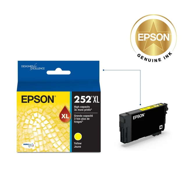 Alt view image 2 of 6 - 252XL Genuine High Capacity Yellow Ink Cartridge T252XL420 Works With WorkForce WF-3620 WF-3640 WF-7110 WF-7210 WF-7610 WF-7620 WF-7710 WF-7720 Printers