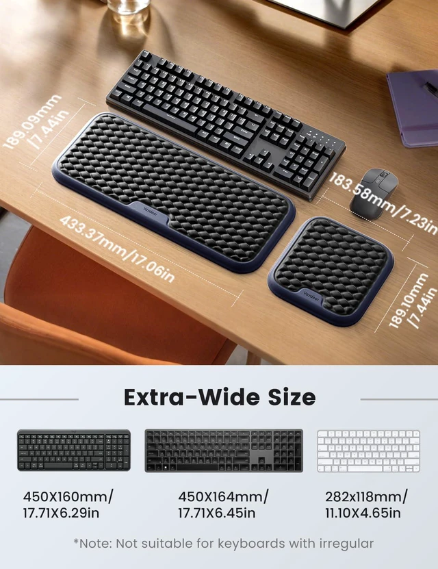 Alt view image 3 of 7 - Extra Large Wrist Rest Set for Keyboard and Mouse, Computer Ergonomic Wrist Support, Armrest Elbow Pad Mouse Rest, Typing Pain Relief Soft Memory Foam Desk Cushion for Office Work Gaming