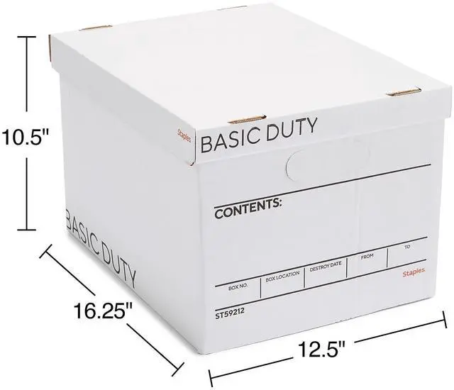 Alt view image 6 of 7 - Storage & Filing Box, Basic-Duty with Handles & Removeable Lid, Letter & Legal Size Documents, Stackable, 20-Pack, White/Black
