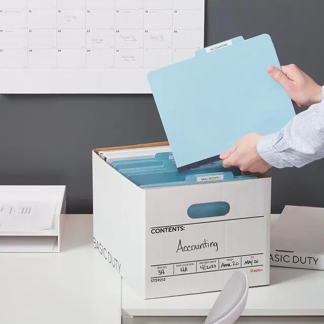 Alt view image 7 of 7 - Storage & Filing Box, Basic-Duty with Handles & Removeable Lid, Letter & Legal Size Documents, Stackable, 20-Pack, White/Black