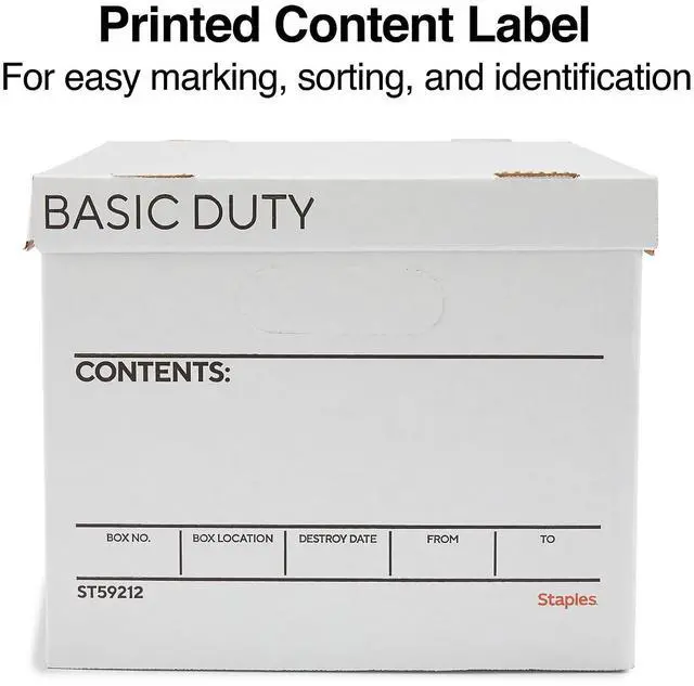 Alt view image 5 of 7 - Storage & Filing Box, Basic-Duty with Handles & Removeable Lid, Letter & Legal Size Documents, Stackable, 20-Pack, White/Black