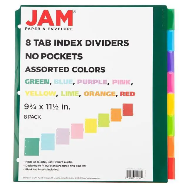 Alt view image 6 of 7 - Poly Dividers, 8-Tab, Assorted Colors, 6 Packs (375032922A)