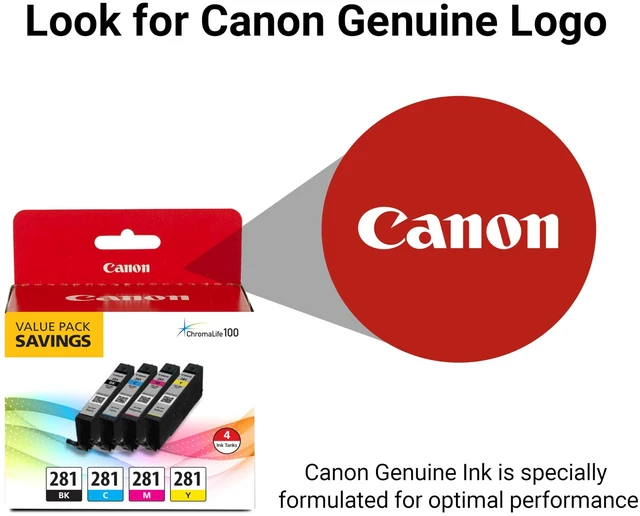 Alt view image 4 of 6 - CLI-281 Black, Cyan, Magenta and Yellow 4 Ink Pack, Compatible to TR8520, TR8620 Series, TS9120, and TS6210 Printers