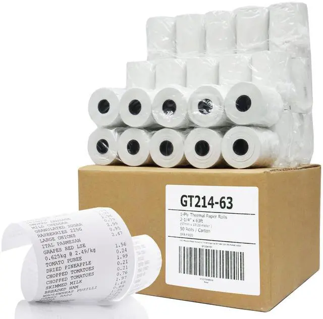 Main image of (50) Thermal Paper Rolls 2-1/4 X 63 Ingenico ICT 200 220 250 FD400 Vx520