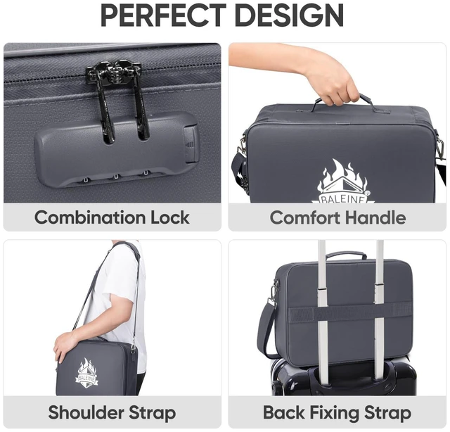 Alt view image 4 of 7 - Fireproof Document Box with Lock, Waterproof Fire Safe File Bag Fire Proof Certified, Waterproof Dual Zippers, Combination Lock, Multi-Compartment Storage, File Organizer for Home Office
