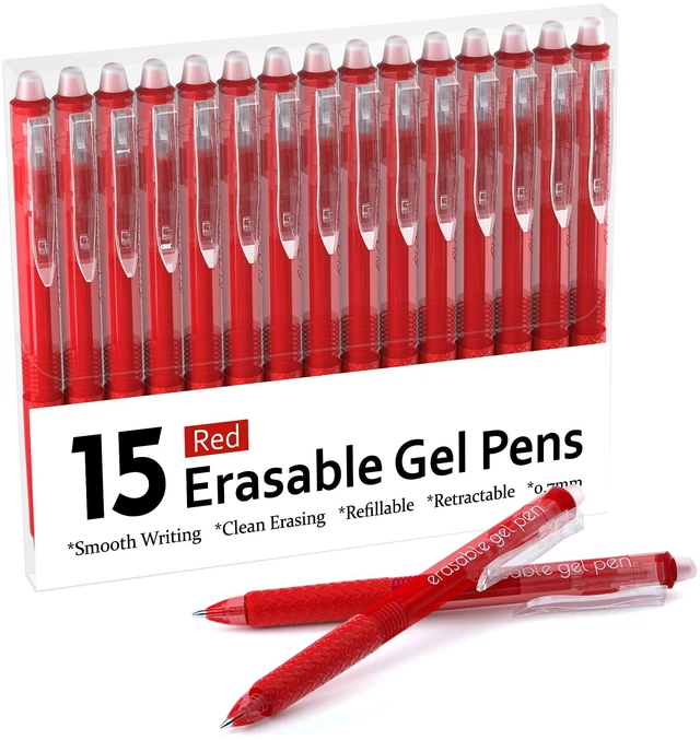 Main image of Erasable Gel Pens, 15 Pack Red Retractable Erasable Pens Clicker, Fine Point, Make Mistakes Disappear, Red Ink for for School & Office