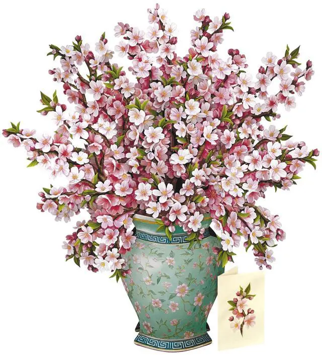 Main image of Grande Japanese Cherry Blossoms 20 Inch Life-Sized 3D Pop Up Card Greeting Card, Birthday, Mothers Day, Thank You, Gifts for Mom and Her Includes Notecard and Envelope