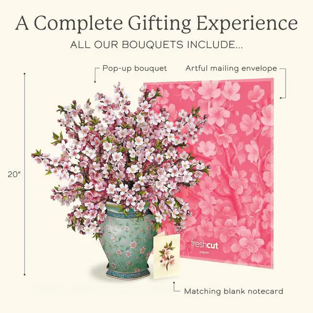 Alt view image 4 of 7 - Grande Japanese Cherry Blossoms 20 Inch Life-Sized 3D Pop Up Card Greeting Card, Birthday, Mothers Day, Thank You, Gifts for Mom and Her Includes Notecard and Envelope
