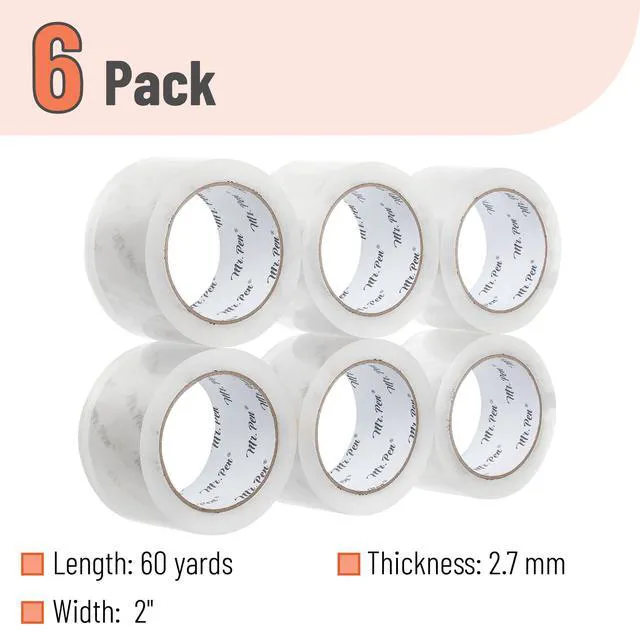 Alt view image 2 of 7 - Packing Tape, 6 Pack, 2.7mil, 2' Wide, 60 Yards, Clear Heavy Duty Packing Tape for Shipping, Packaging, Moving and Storage