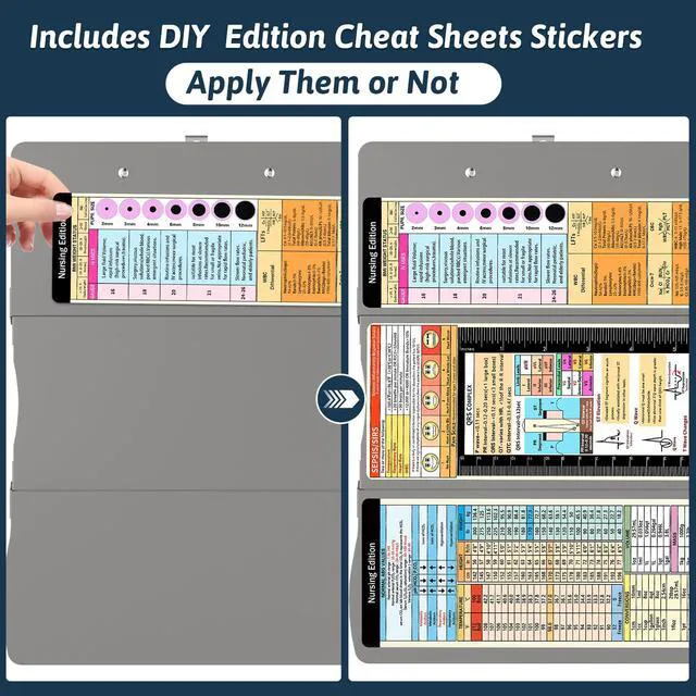 Alt view image 2 of 7 - Nursing Clipboard Foldable DIY Edition Medical Cheat Sheets Aluminum 3 Layers Foldable Clipboards Pocket Size Profile Clip Nurse Clipboards Notepad for Nurses Students, Teachers, Coaches