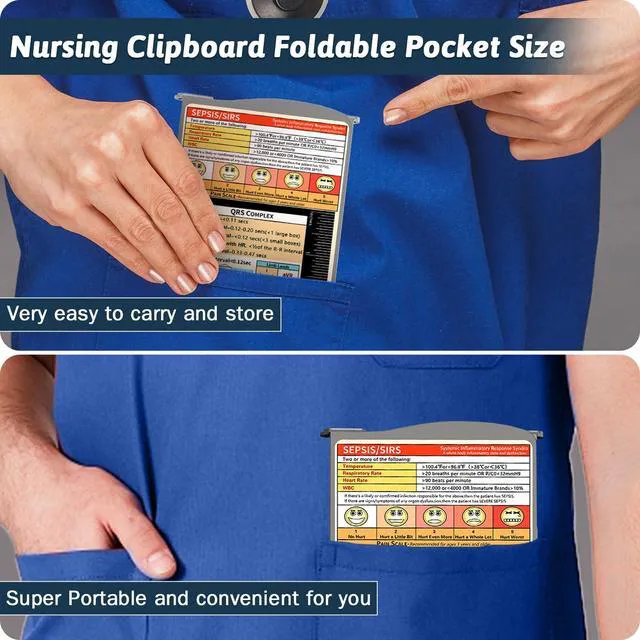 Alt view image 3 of 7 - Nursing Clipboard Foldable DIY Edition Medical Cheat Sheets Aluminum 3 Layers Foldable Clipboards Pocket Size Profile Clip Nurse Clipboards Notepad for Nurses Students, Teachers, Coaches