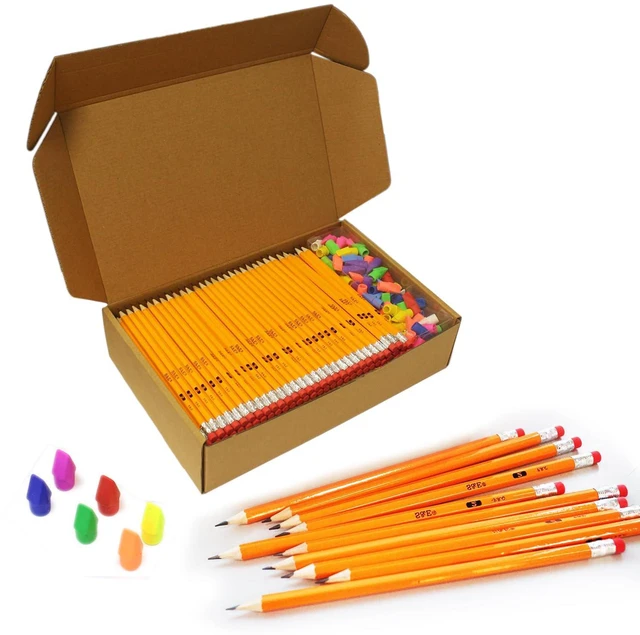 Main image of Pencils & Erasers Tops Set, 432Pcs 288 Pcs Pre-sharpened pencils No. 2, 144Pcs Eraser Caps, #2 HB pencil sharpened, Back to school