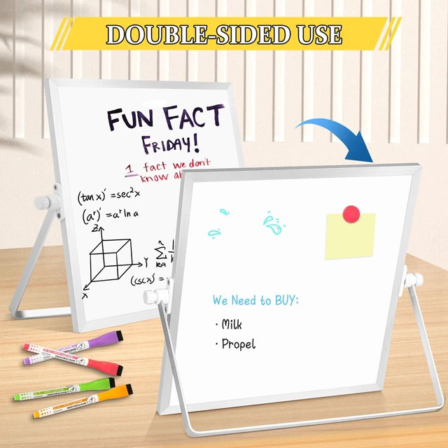 Alt view image 4 of 7 - Double-Sided Magnetic White Board with Stand, 10" x 10" Dry Erase Board with Stand, Desktop Whiteboard Easel, Portable Small White board dry erase for Drawing, Office, Home