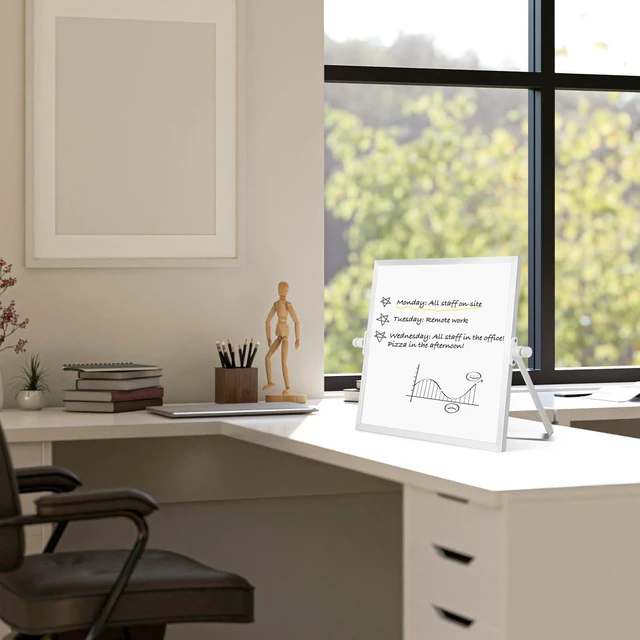 Alt view image 5 of 7 - Double-Sided Magnetic White Board with Stand, 10" x 10" Dry Erase Board with Stand, Desktop Whiteboard Easel, Portable Small White board dry erase for Drawing, Office, Home