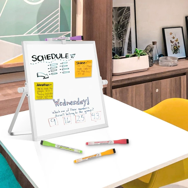 Alt view image 7 of 7 - Double-Sided Magnetic White Board with Stand, 10" x 10" Dry Erase Board with Stand, Desktop Whiteboard Easel, Portable Small White board dry erase for Drawing, Office, Home