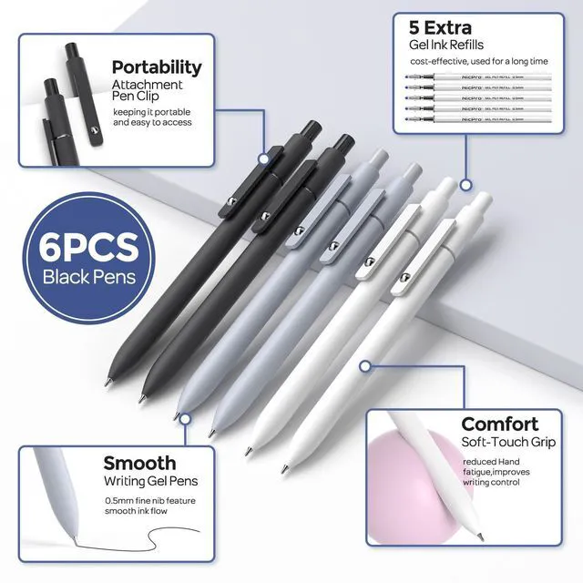 Alt view image 4 of 7 - School Supplies Stationary Set with Pencil Case, 50 PCS Black Back to Schoo Supplies, Pen Case with 12 Highlighter, 5 Gel Pen, 6 Mechanical Pencil, Essentials for College, Nursing Student