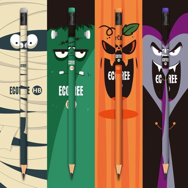 Alt view image 5 of 6 - Halloween Party Favors Pencils #2, Pre-Sharpened HB 48 Count Bulk Trick or Treat Gifts for Kids, Number 2 Pencils, School Classroom Supplies, Latex-Free Eraser, Smooth Writing, Drawing