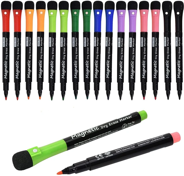 Main image of Magnetic Dry Erase Markers, Fine Tip Low Odor Whiteboard Markers for Kids & School, Work On White board & Calendar, Refrigerator (16 Pack)