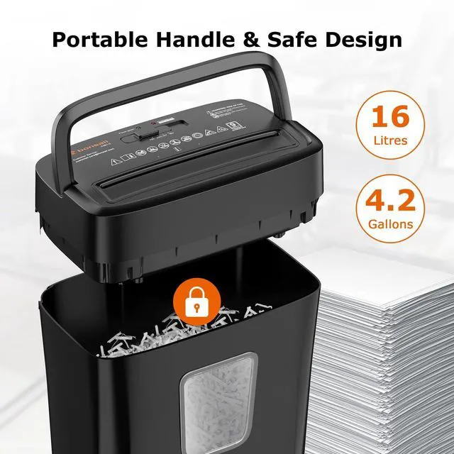 Alt view image 4 of 7 - 9-Sheet Crosscut Paper Shredder for Home, P-4 Security Level Shreds Credit Card, Mail, Staple & Clip, Document Shredder, 4.2 Gal Wastebasket, Small Shredder for Home Office, C261-C