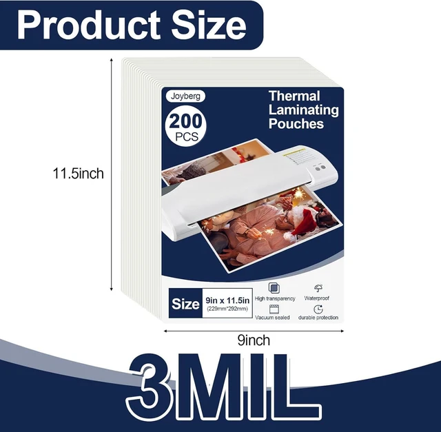 Alt view image 2 of 7 - 200 PCS Laminating Sheets 9x11.5, Thermal Laminating Pouches, 3mil Plastic Paper Laminate Sheets, Laminator Sheets Plasticized Craft Office and School Supplies, Lamination Sheets for 8.5x11 Paper