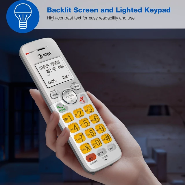 Alt view image 3 of 7 - EL51403 DECT 6.0 4-Handset Cordless Phone with Simulated Full-Duplex Speakerphone, Backlit LCD Display & Lighted Keypad, Caller ID/Call Waiting, Intercom, ECO Mode