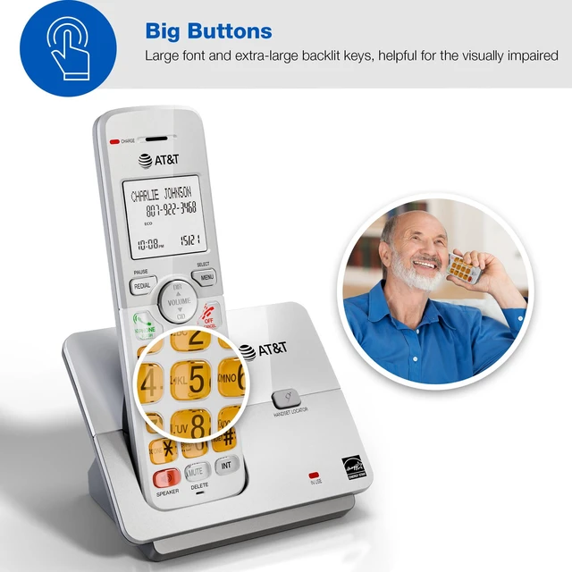 Alt view image 4 of 7 - EL51403 DECT 6.0 4-Handset Cordless Phone with Simulated Full-Duplex Speakerphone, Backlit LCD Display & Lighted Keypad, Caller ID/Call Waiting, Intercom, ECO Mode