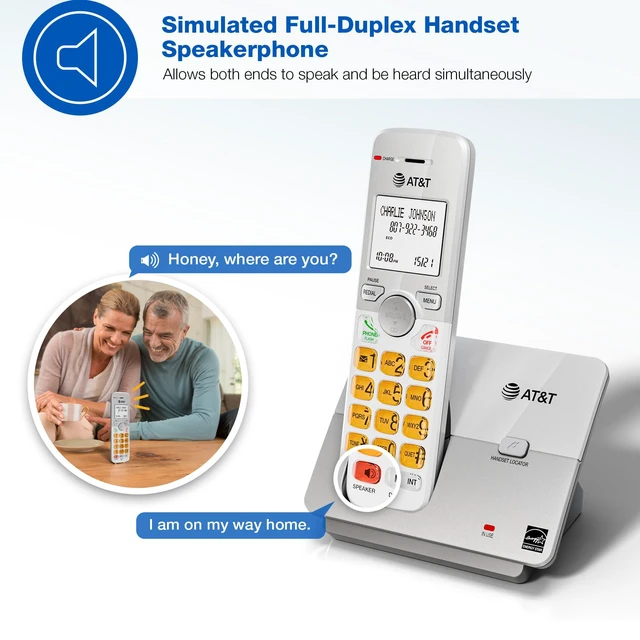 Alt view image 7 of 7 - EL51403 DECT 6.0 4-Handset Cordless Phone with Simulated Full-Duplex Speakerphone, Backlit LCD Display & Lighted Keypad, Caller ID/Call Waiting, Intercom, ECO Mode