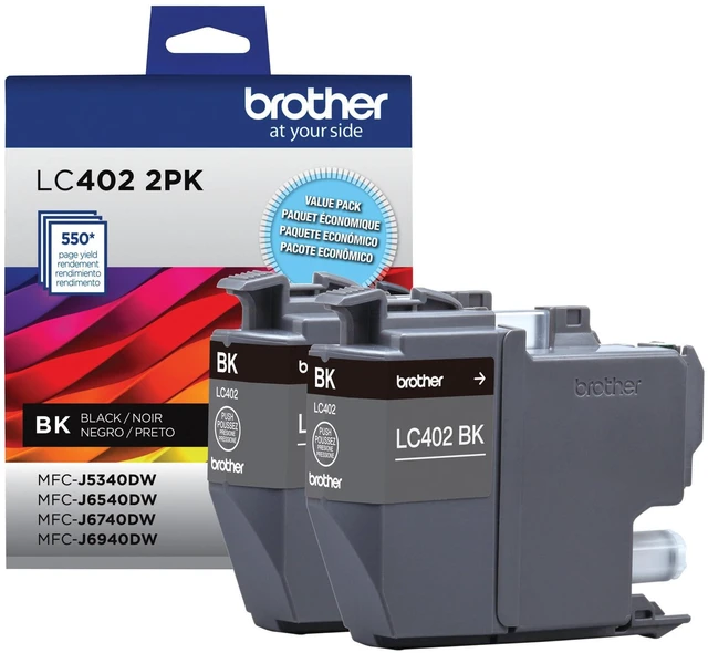 Alt view image 2 of 7 - Genuine LC402 2PK 2-Pack of Standard Yield Black Ink Cartridges