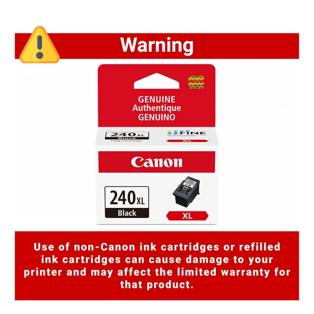 Alt view image 5 of 7 - PG-240 XL Genuine Black Ink Cartridge, Compatible with MG2120/3120/4120, MX512/432/472/372/392/522/532/452, MG2220/3220/4220/3520/3620, TS5120