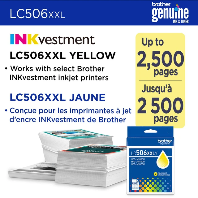 Alt view image 2 of 7 - Genuine LC506XXLY Super High Yield Yellow Ink Cartridge (for use INKvestment 4355, 4555, and 4557 Printers)