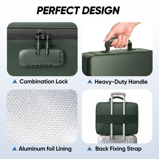 Alt view image 5 of 7 - Fireproof Document Box with Lock, Waterproof Fire Safe File Bag Fire Proof Certified, Waterproof Dual Zippers, Combination Lock, Multi-Compartment Storage, File Organizer for Home Office