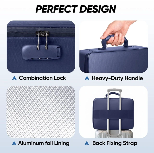 Alt view image 5 of 7 - Fireproof Document Box with Lock, Waterproof Fire Safe File Bag Fire Proof Certified, Waterproof Dual Zippers, Combination Lock, Multi-Compartment Storage, File Organizer for Home Office