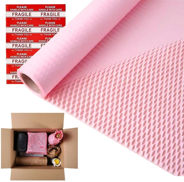 Main image of Honeycomb Packing Paper, 12" x 100' Packing Paper Substitute Alternative for Bubble Cushioning Wrap for Moving Shipping Packaging Mailing, Recyclable Moving Supplies Bubble Packing Wrap Roll-Pink