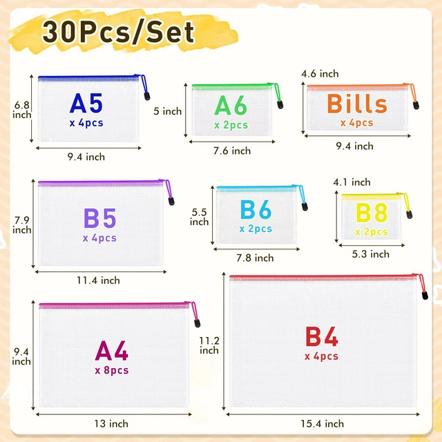 Alt view image 2 of 7 - 30pcs Mesh Zipper Pouch Bags, 8 Sizes Plastic zippered Storage Bags for Organizing, Clear Pouches with Zipper, Waterproof Mesh Pouch for Office Supplies, Home Organize, Travel Storage