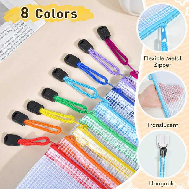 Alt view image 3 of 7 - 30pcs Mesh Zipper Pouch Bags, 8 Sizes Plastic zippered Storage Bags for Organizing, Clear Pouches with Zipper, Waterproof Mesh Pouch for Office Supplies, Home Organize, Travel Storage