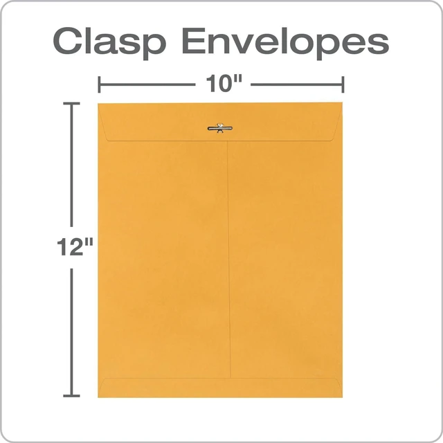Alt view image 2 of 6 - 10 x 12 Clasp Envelopes, 100 Pack, Document Envelopes with Gummed Flap, Heavyweight 28 lb Paper with Reinforced Holes and Double Prong Clasp, for Mailing and Storage, Brown Kraft