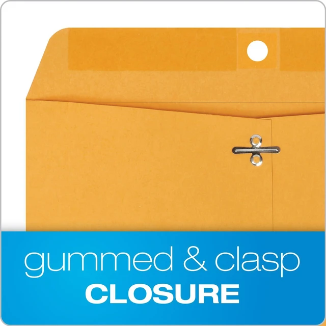 Alt view image 3 of 6 - 10 x 12 Clasp Envelopes, 100 Pack, Document Envelopes with Gummed Flap, Heavyweight 28 lb Paper with Reinforced Holes and Double Prong Clasp, for Mailing and Storage, Brown Kraft