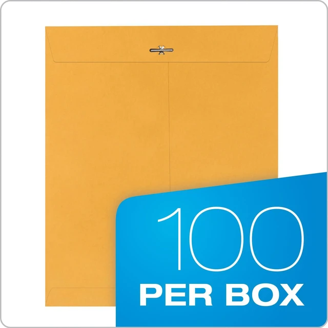 Alt view image 4 of 6 - 10 x 12 Clasp Envelopes, 100 Pack, Document Envelopes with Gummed Flap, Heavyweight 28 lb Paper with Reinforced Holes and Double Prong Clasp, for Mailing and Storage, Brown Kraft