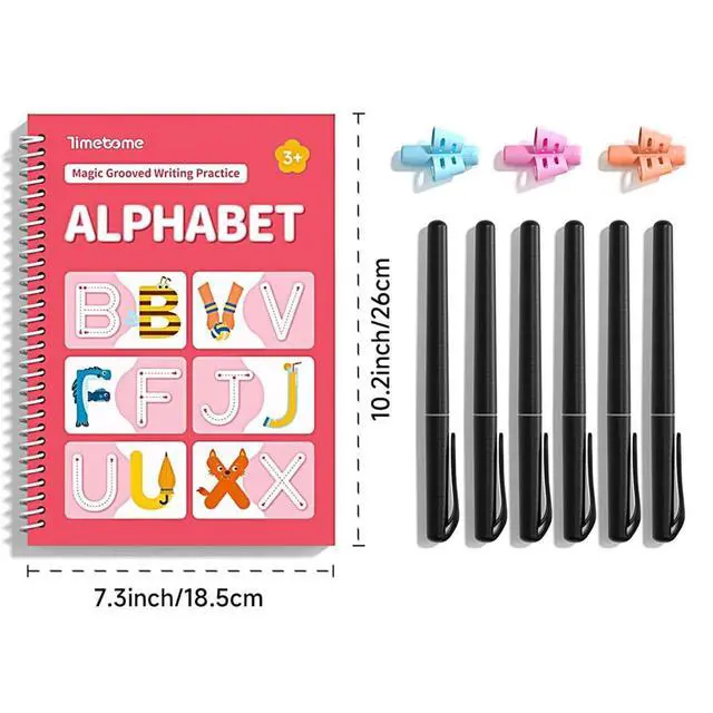 Alt view image 2 of 7 - Magic Grooved Writing Practice Books for Kids 3-8 Reusable 3D Groove Handwriting Practice Workbooks for Kids, Large Preschool Writing Books with Disappearing Ink for Kids 5-7