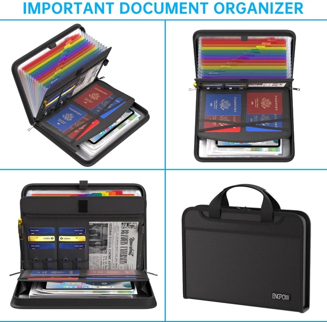 Alt view image 7 of 7 - Accordion File Organizer, Fireproof 5200°F Expanding File Folder with 13 Pockets Document Organizer with Handle & Labels, Portable Home Office Travel Safe Storage for Letter A4 Files, Black