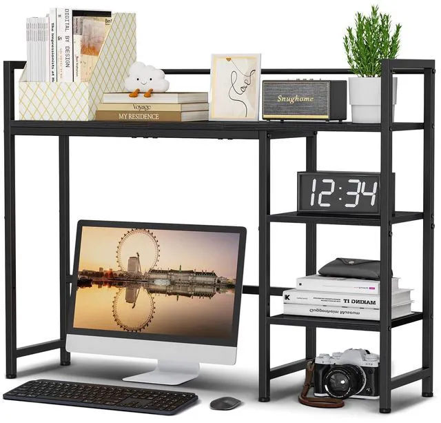Main image of Desk Shelf, 38.6" Desk Hutch for Computer Monitor, Desktop Organizer Shelf, 4 Tier Desk Display Rack, Wood Desktop Bookshelf Storage Rack for Home Office Dorm, Black